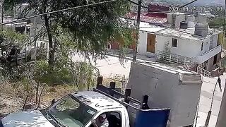 Truck flips trying to drive up a steep road