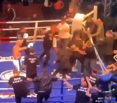 Mass brawl after boxing match