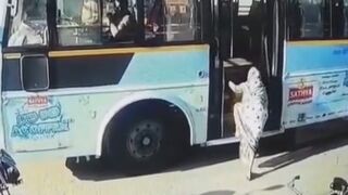 Elderly woman dies after falling from bus in India