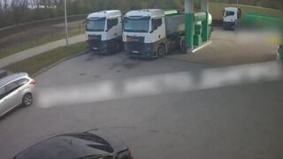 Ukrainian gas station catches Russian missile.