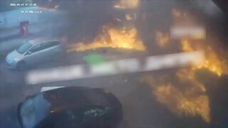 Ukrainian gas station catches Russian missile.