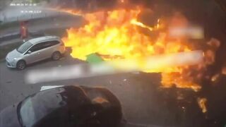 Ukrainian gas station catches Russian missile.