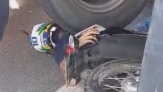 Biker1s Life Ended Under The Truck Wheels