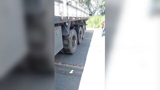 Biker1s Life Ended Under The Truck Wheels