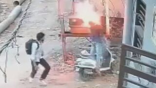 Man Parking A Scooter Gets Electrocuted, Fried Alive In Front Of His Friend