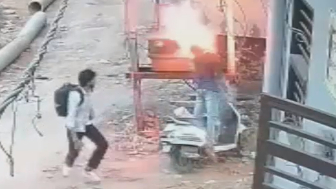 Man Parking A Scooter Gets Electrocuted, Fried Alive In Front Of His Friend