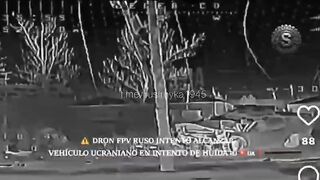 The enemy was scared by the drone, which crashed into a pole and ended up