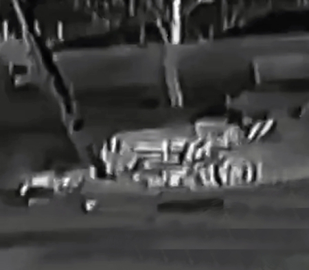 The enemy was scared by the drone, which crashed into a pole and ended up