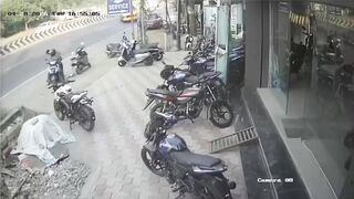 Terrifying Crash: Speeding Water Tanker Hits Two on Motorcycle in Thudiyalur