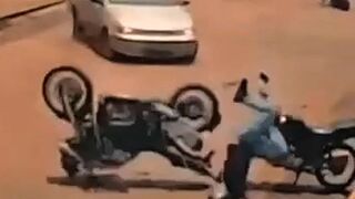 Classic "Motorcyclist vs Car"