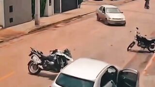 Classic "Motorcyclist vs Car"