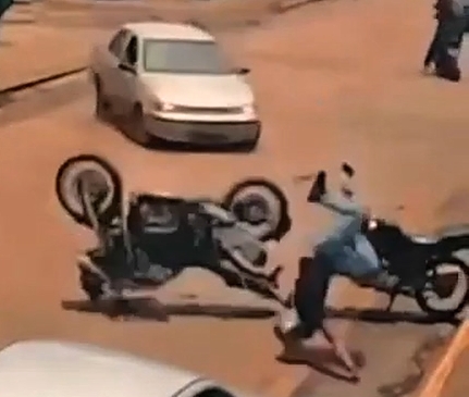 Classic "Motorcyclist vs Car"