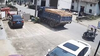 Two Women Riding Moped Crash Into The Park Truck, One Dies