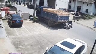 Two Women Riding Moped Crash Into The Park Truck, One Dies