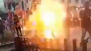 Power lines and celebrations in India