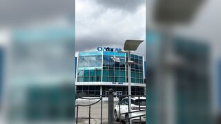 Half-naked man on the sign of Kazan Aviation University