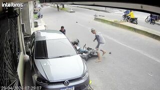 Construction worker causes serious motorcycle accident.