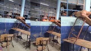 Thief Gets Stuck In The Window While Trying To Rob A School In Guatemala