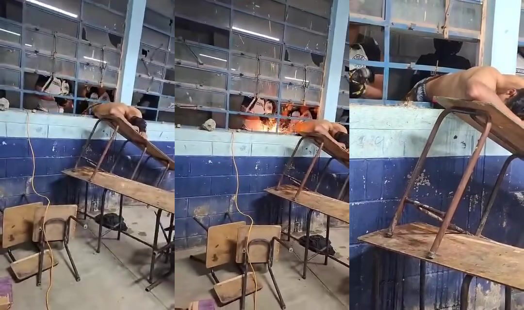 Thief Gets Stuck In The Window While Trying To Rob A School In Guatemala
