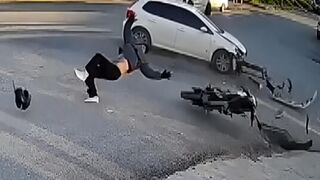 Motorcyclist Critically Injured After Crashing Into Car and Sliding Several Meters