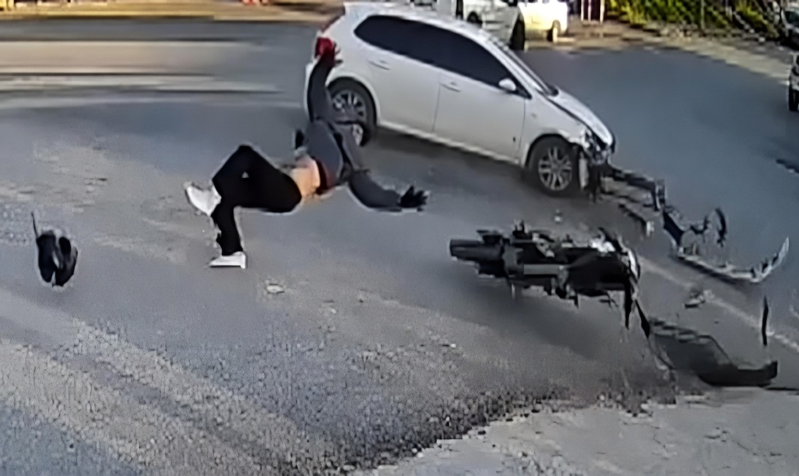 Motorcyclist Critically Injured After Crashing Into Car and Sliding Several Meters