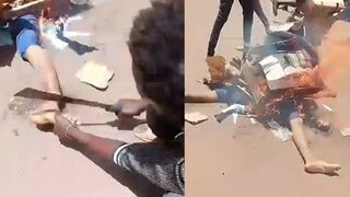 Thief Brutally Mutilated with Machete & Burned to Death by Angry Mob
