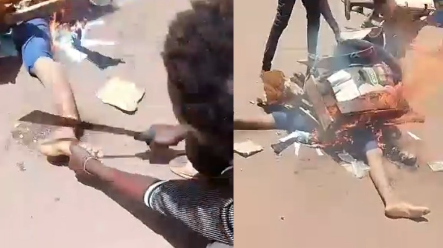 Thief Brutally Mutilated with Machete & Burned to Death by Angry Mob