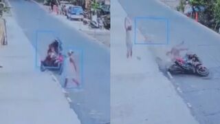 Old Woman Crossing The Road Gets Struck And Killed By Speeding Motorcycle
