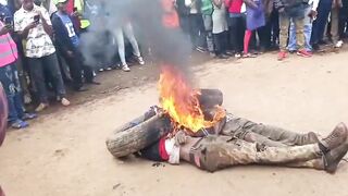 Two Phone Snatchers Burned Alive By Mob Of Locals