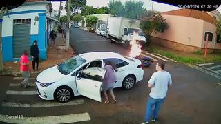 Insane Crash: Motorcyclist Launches into Air After High-Speed Impact, Bike Explodes