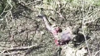 The severed legs of an African mercenary fighting for Russia