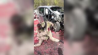 Streams of blood and human organs on the asphalt! (more videos)
