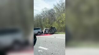 Streams of blood and human organs on the asphalt! (more videos)
