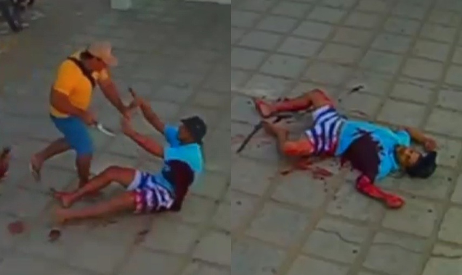 Bleeding Victim Stabbed to Death on Hospital Doorstep by Pursuing Killer(Good Angle)