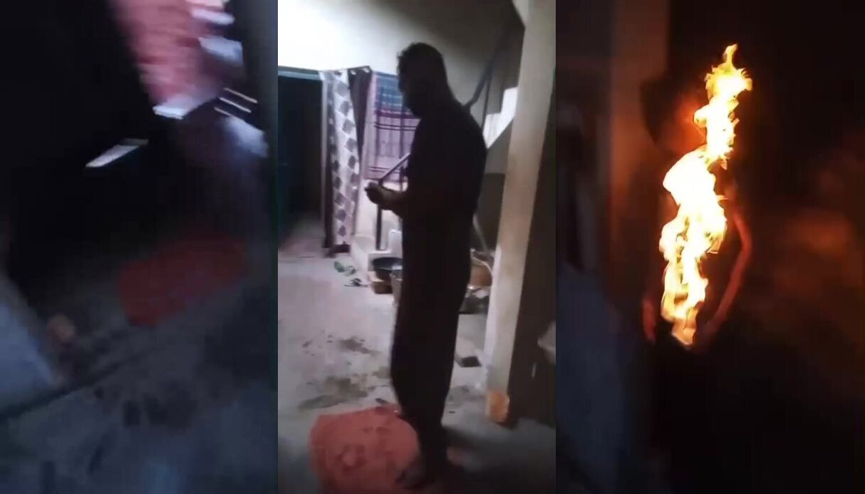 Man sets himself on fire