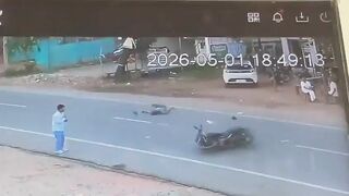 Bike Rider Violently Thrown by Speeding Car – CCTV Video Goes Viral
