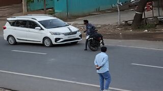 Bike Rider Violently Thrown by Speeding Car – CCTV Video Goes Viral