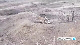 Cooperation Ukrainian Drone  with a russian soldier.