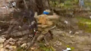 Ukrainian ambushed by 2 drones.