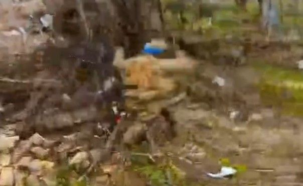 Ukrainian ambushed by 2 drones.