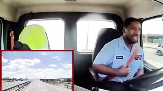 Moment a United Airlines plane strikes bakery truck during final approach