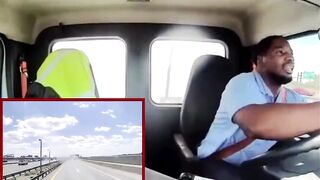 Moment a United Airlines plane strikes bakery truck during final approach