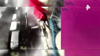 Plane landing gear hits roof of truck (2 Videos)