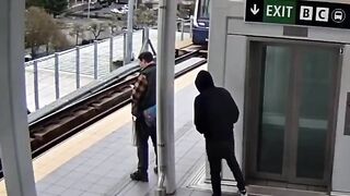 In Seattle, a psychopath tried to push a passerby under a train