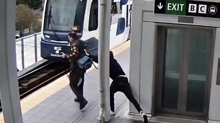 In Seattle, a psychopath tried to push a passerby under a train