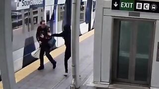 In Seattle, a psychopath tried to push a passerby under a train