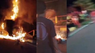 Man pulled from burning wreckage dies