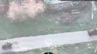 FPV drones attack a convoy of Russian assault all-terrain vehicles