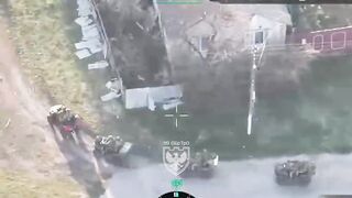 FPV drones attack a convoy of Russian assault all-terrain vehicles