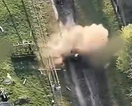 FPV drones attack a convoy of Russian assault all-terrain vehicles